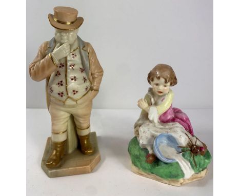 A Royal Worcester porcelain figure "Little Miss Muffet", 3301, marked in black to the base; and a Royal Worcester blush ivory