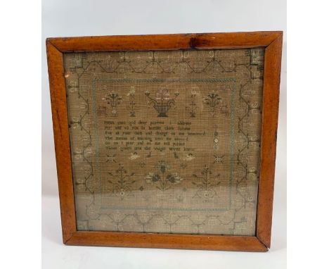 A George IV sampler, "aged 12, Walton School 1828", 45cm x 45cm  
