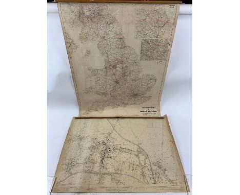 A promotional lined backed map of Great Britain, along with a ordnance survey map of Shepton Mallet