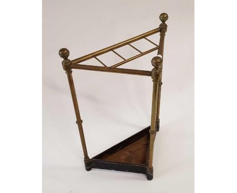 A Victorian brass and iron stick stand, with detachable drip tray, 62cm high 