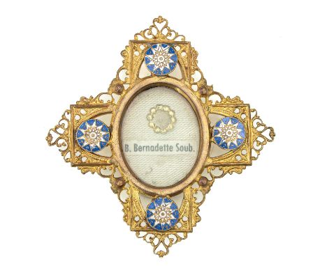 with enamel, containing relic of Saint Bernadette Soubirous, length 8 cm.