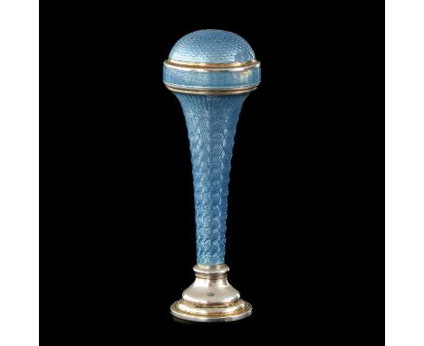 silver with light blue GuillochŽ enamelling, early 20th century, height 59 mm.