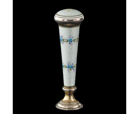 silver with light blue GuillochŽ enamelling with flowers, early 20th century, height 76 mm.