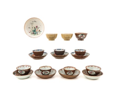 Including 10 cups and 8 saucers, 18th Century, largest saucer is 14 cm. in diameter, chip and hairline.