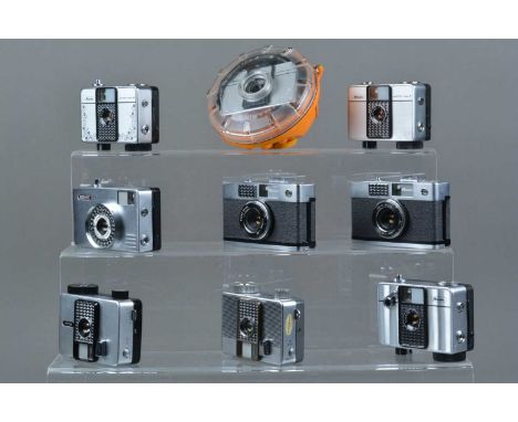 A Tray of Ricoh Half Frame Cameras, including a spring drive Ricoh Auto Half E, in Ricoh Marine housing, Auto Half E (2), Aut