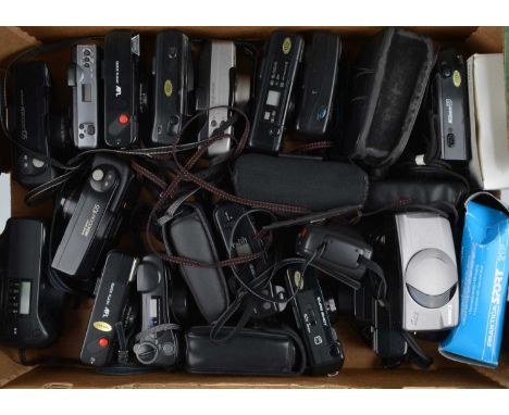 A Tray of Compact Cameras, manufacturers include Nikon, Olympus, Canon, Minolta and other examples, all untested, G