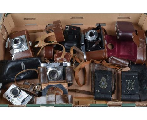 Folding and Other Cameras, two Kodak VP Autographic, an Agfa Isilette II, g, Voigtländer Vito B, Agfa Sillette, G, Samsung AF