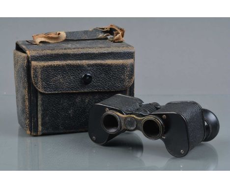 A Pair of Carl Zeiss Jens Teleater 3x Binoculars, serial no 466945, body G, G, some brassing to edges, light wear, elements F