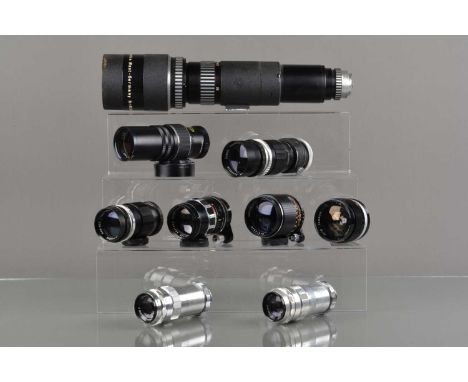 A Group of Exakta Mount Lenses, a Piesker 400mm f/4.5 Picon lens, Dufay & Cunor 200mm f/4.5 lens, Hanimex 135mm f/3.5 lens, A