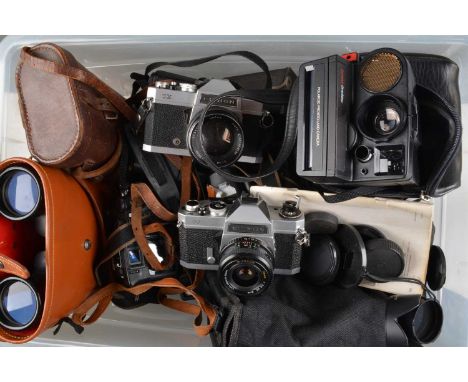 Cameras and Related Items, including a Chinon CS, shutter working, Chinon CX, shutter sticking on slow speeds, Canon T80, unt