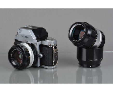 A Nikon F Photomic FTN SLR Camera, chrome, serial no 6842900, shutter working, finder responsive, self timer working, body G,