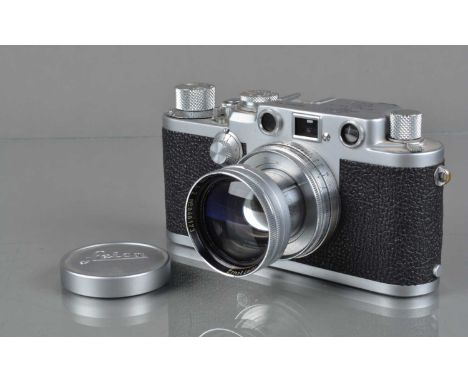 A Leitz Wetzlar Leica IIIF Camera, black dial, serial no 526705, 1950-51, shutter sticking on one second, working through oth