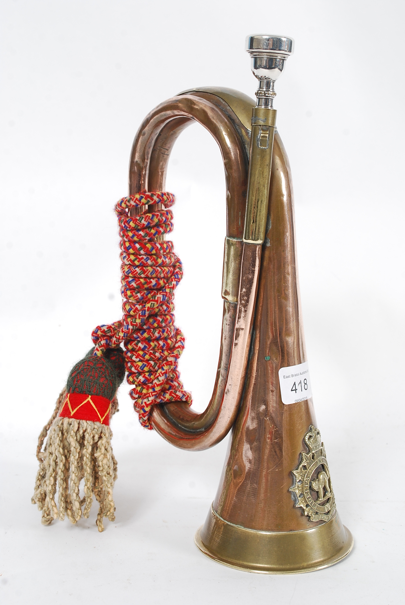 An original Ontario Regiment Canadian military copper and brass bugle