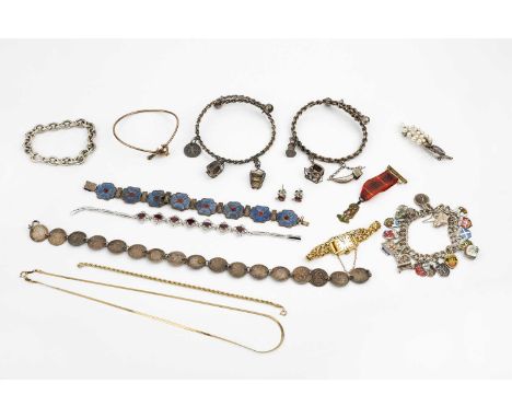 A collection of jewellery, comprising a lady's watch head by Certina, stamped '18K 0,750', on a fancy-link bracelet with Orie