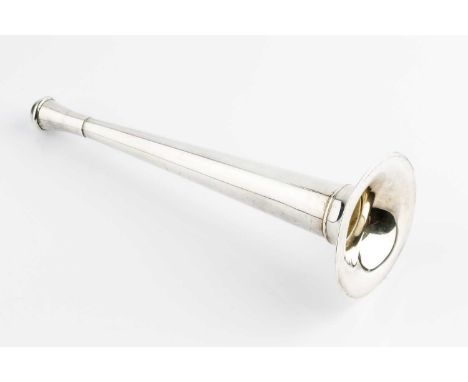 A silver hunting horn, by Tiffany &amp; Co, stamped 'Tiffany &amp; Co Makers, Sterling Silver 925', 26cm long, 6oz