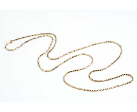 A 9ct gold fancy-link long chain, with London import marks for 1976, length 154cmCondition report: Light surface wear, scuffs