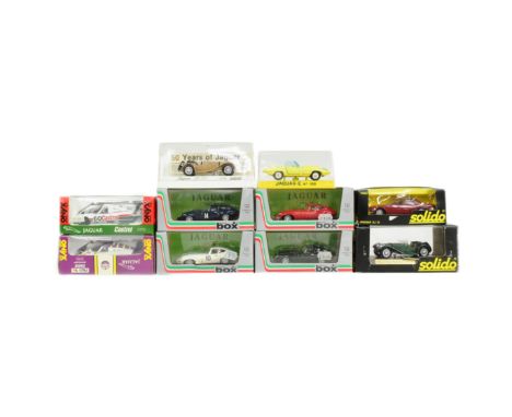 Diecast - a collection of x10 Italian and French made diecast model Jaguar cars. Largely 1/43 scale Box Models (Italy) togeth
