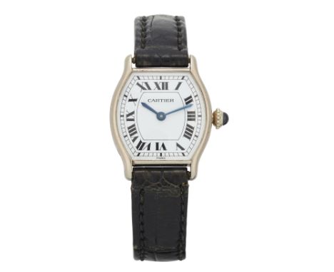 Cartier, Paris. An 18ct white gold manual wind wristwatch, Circa 1975 Tortue, Case number 782471085 Manual wind movement, whi