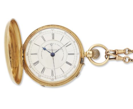 An 18ct gold keyless wind full hunter cased pocket watch, Chester hallmark for 1885 Jewelled lever movement with bi-metallic 