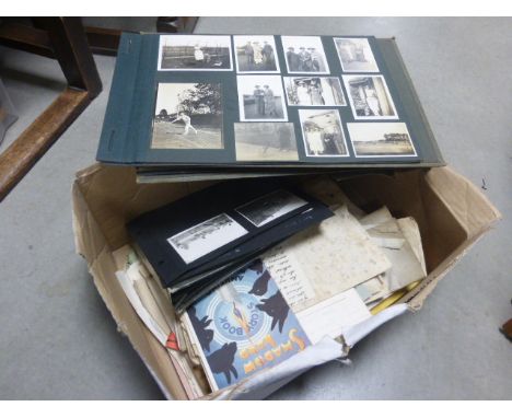 Box of Vintage Photo Albums, Early 19th century Letters and ephemera, 20th century Theatre Programmes, etc