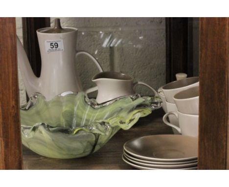 Poole Pottery Coffee Set together with Studio Art Glass Bowl