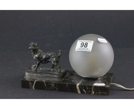 Deco lamp with spelter scottie dog