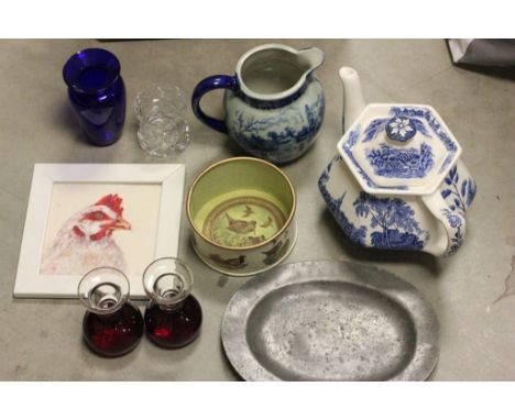 Collection of vintage ceramics, pewter, and glass etc to include Chinese