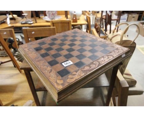 Oak and Leather Top Chess Board