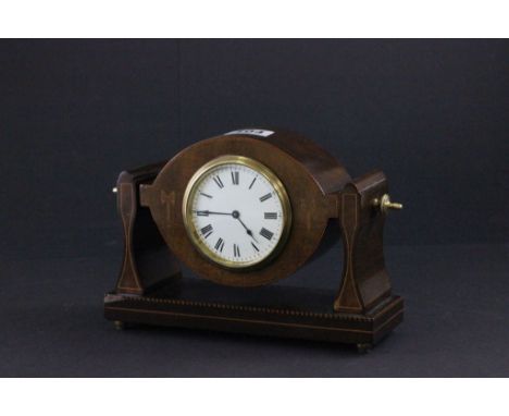 Edwardian Inlaid Mahogany Mantle Clock on swing frame