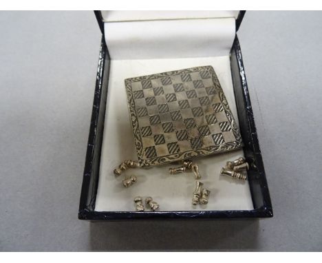 Silver 925 Miniature Chess Board with Pieces