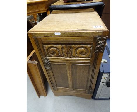 Single door two shelf bedside cabinet, panelled front