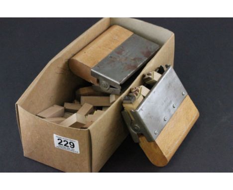 Group of Army / Military Issue Brass Letter Stamps / Printing Blocks (approx. 52) together with Two Stamp Holders