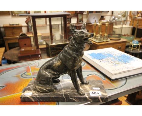 Vintage Spelter Figure of an Alsatian Dog on Marble Base