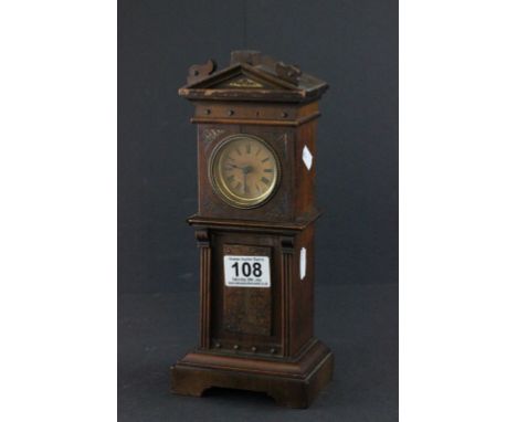 Early 20th century Wooden Cased Mantle Clock in the form of a Longcase Clock