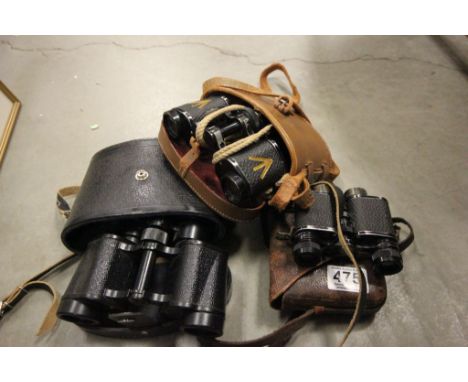 Three vintage cased pairs of binoculars to include military, fournier and Russian