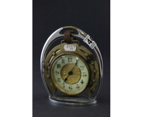 Vintage equestrian stirrup clock in the style of Paul dupre Lafon