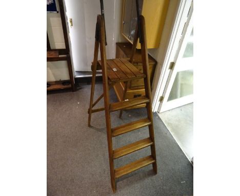 Set of vintage pine step ladders