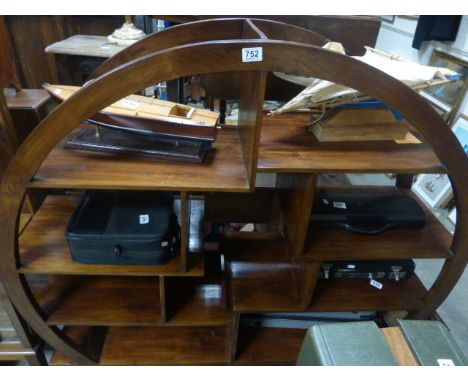 Chinese Hardwood Circular Display Shelf with three drawers below