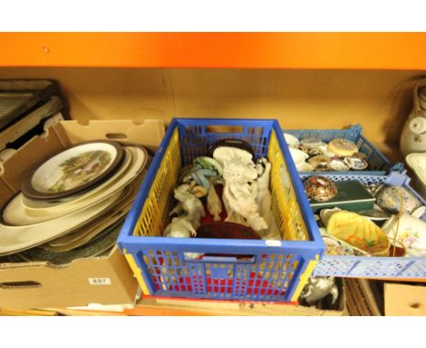 Quantity of meat plates to include Victorian, Alfred Meakin, Hornsea and others, plus three trays of mixed ceramics to includ