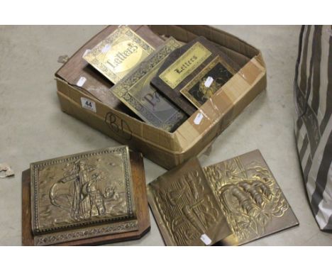 Four Vintage Brass and Wooden Letter Racks