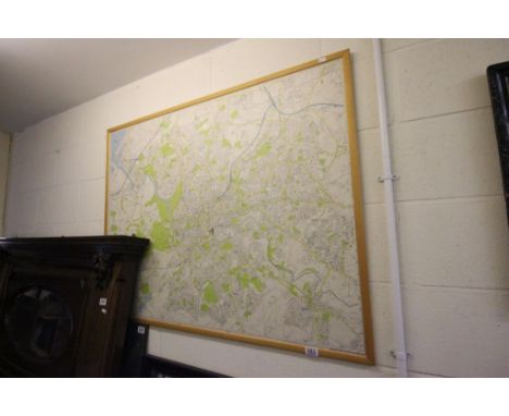 A large framed Ordnance survey street map of Bristol showing postal codes.