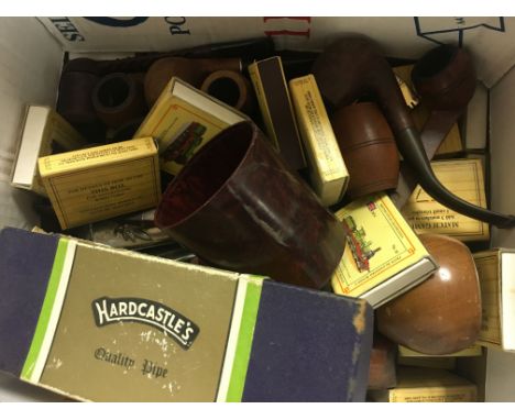 Collection of Smoking Items including Pipes, Matchboxes, Snuff Box, Lighters, etc