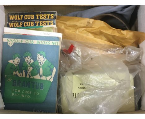 Mixed Lot of Vintage Scouting Memorabilia including Union Jack Flag, Uniform, Belts, Badges, Certificates and Booklets