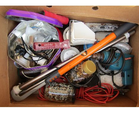 Box of assorted tools and DIY accessories