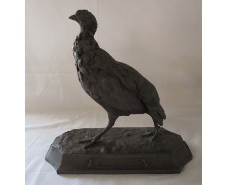 Cast bronze / bronze effect sculpture of a pheasant&nbsp; 'La Glaneuse' L 33 cm H 32 cm