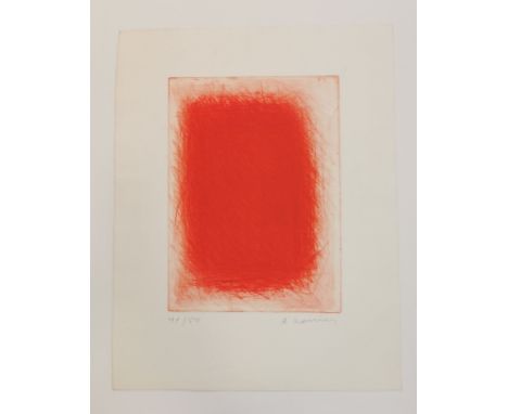 RAINER, ARNULF (geb. 1929 in Baden bei Wien / Österreich), Radierung: Ohne Titel, Radierung auf festem Papier in Rot-Orange; 