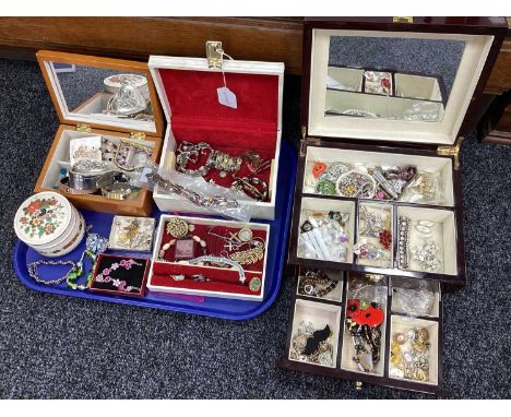 A Large Mixed Lot of Assorted Costume Jewellery, including jewellery boxes, ceramic trinket pot, etc.