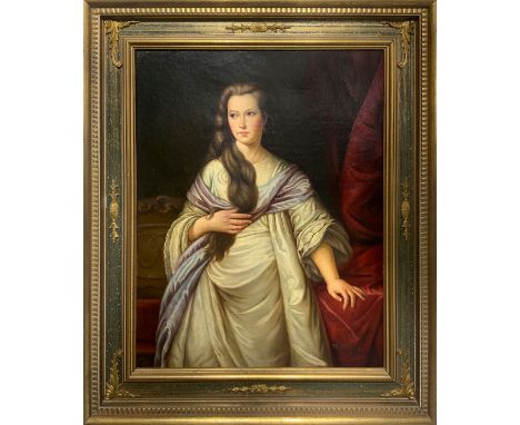 Oil painting on canvas depicting portrait of woman. W. Hoger. Oil painting on canvas depicting portrait of woman. W. Hoger. 6
