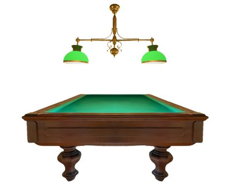 Billiards for carambola, walnut wood structure. Fine XIX, early 20th century, equipped with two-light vintage chandelier, wit