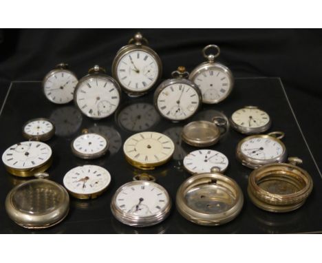 Watches - a Victorian silver open face pocket watch, white enamel dial, bold Roman numerals, minute track, subsidiary seconds